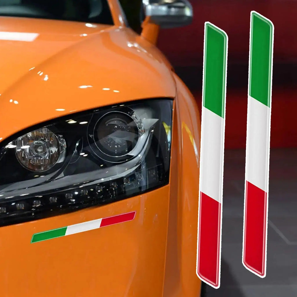 Italian Tricolor Flag 3D Epoxy Stickers – 2-Pack Car & Moto Epoxy Flag Decal Axl