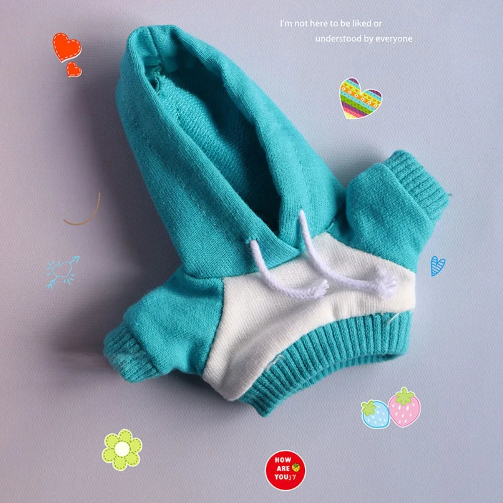 Handmade Hoodie for 10cm Cotton Dolls – Sweatshirt Outfit Doll Clothing Axl Blue with Hat