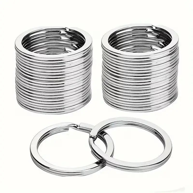 10-Pack 304 Stainless Steel Key Rings – 2.54cm Flat Split Rings Stainless Steel Key Rings Axl