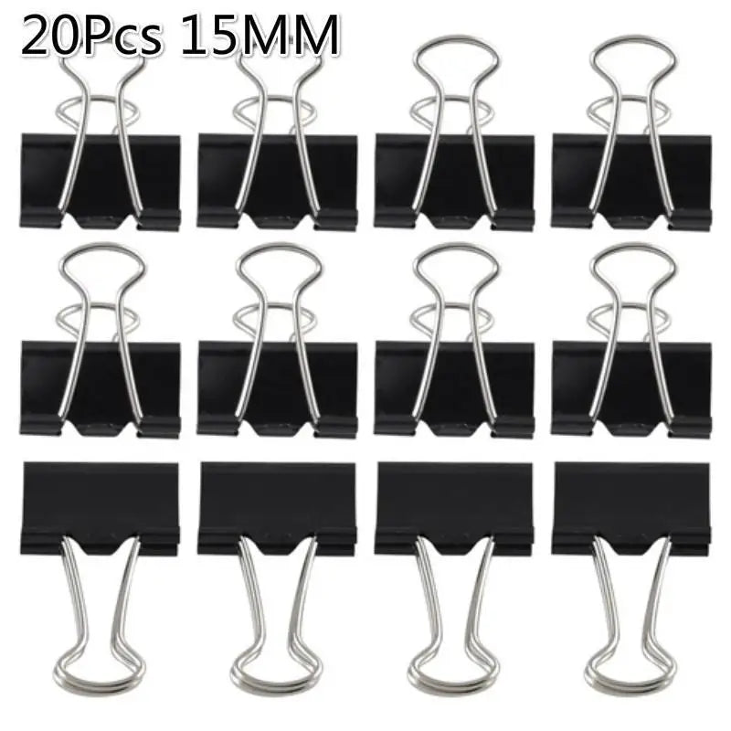 Colorful Metal Binder Clips 15mm – 20 Pack Paper Clamps Metal Binder Clips Axl Black