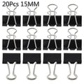 Colorful Metal Binder Clips 15mm – 20 Pack Paper Clamps Metal Binder Clips Axl Black