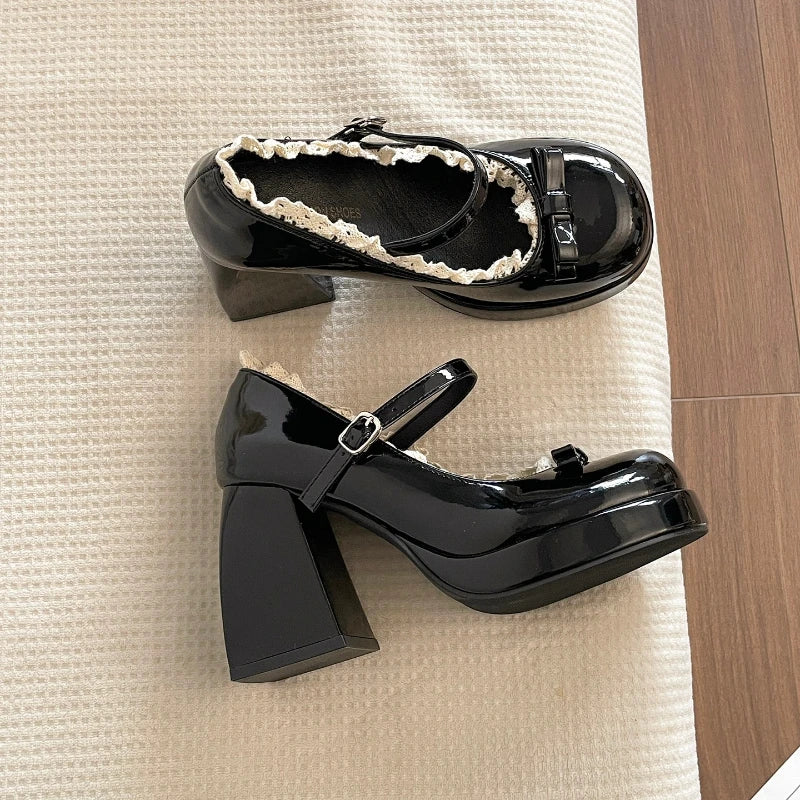 Women's Y2K Mary Jane Heels – Butterfly-Knot Black Pumps Mary Jane Pumps Axl black 39