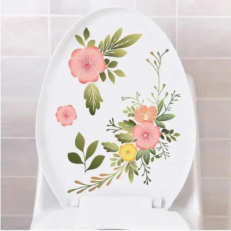 Flower Mural Bathroom Wall Sticker – Removable PVC Decal Bathroom Wall Sticker Axl