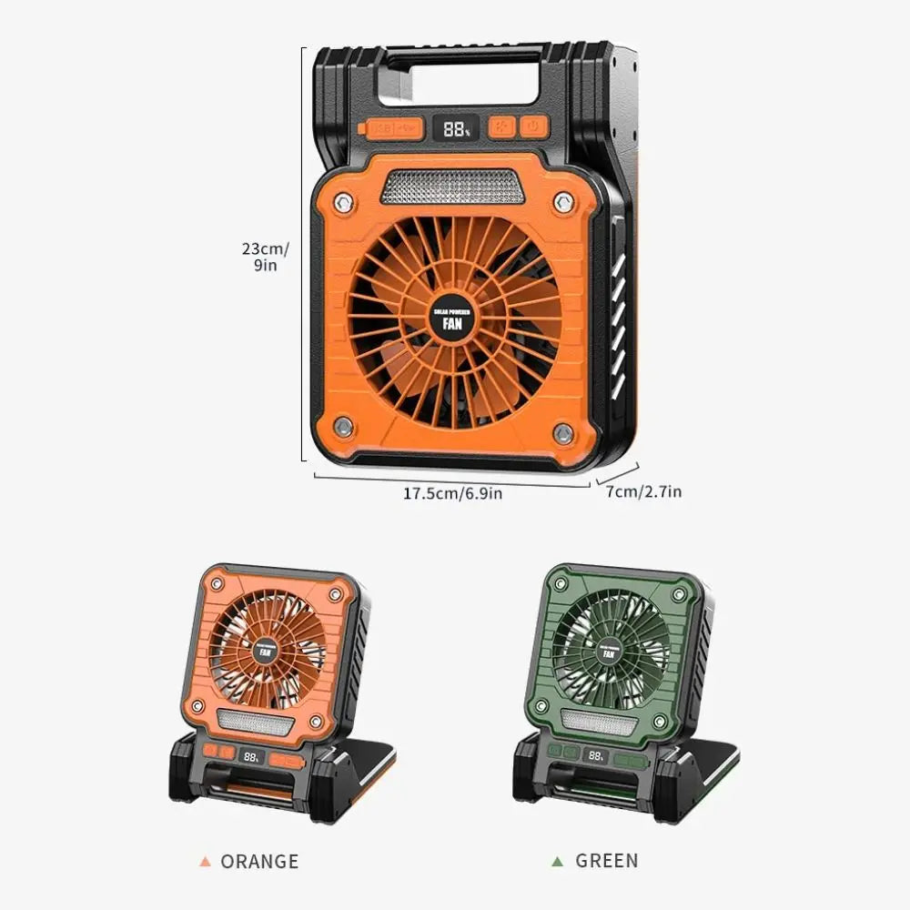 Solar Powered Camping Fan with LED Light – Foldable USB Fan Solar Camping Fan Axl
