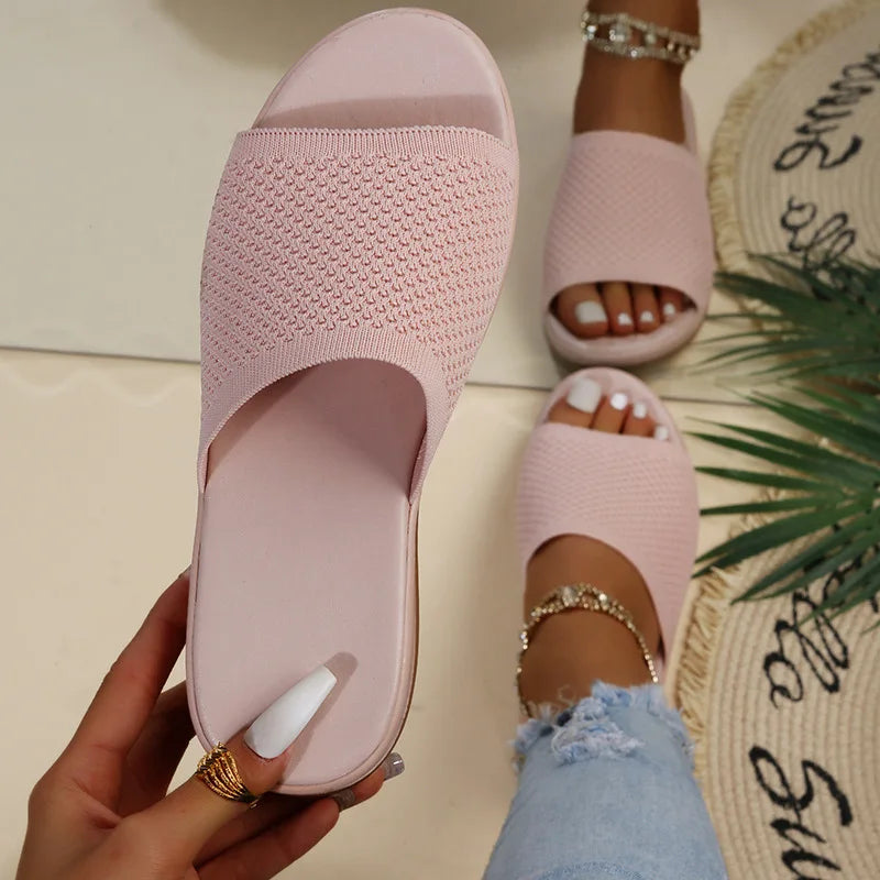 Women's Elastic Roman Flat Sandals – Casual Beach Slide Slippers Flat Slide Sandals Axl
