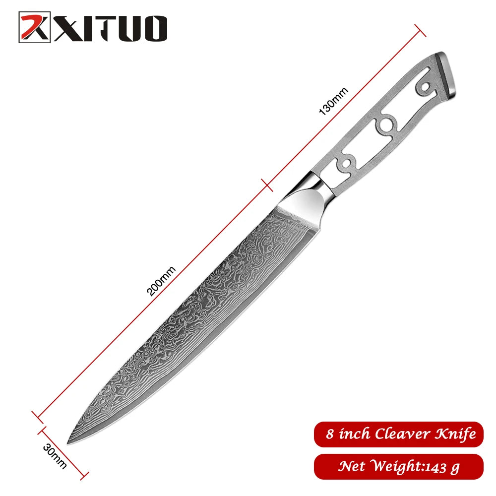 Damascus Steel Knife Blank Set – 8-Pc DIY Chef Knives | Xituo DIY Knife Blank Set Axl Slicing Knife