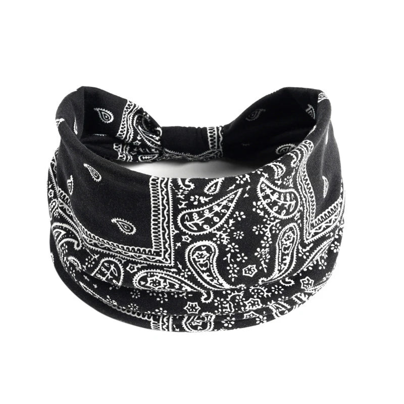 Boho Knot Turban Headband – Wide Printed Hair Wrap for Women Turban Headband Axl