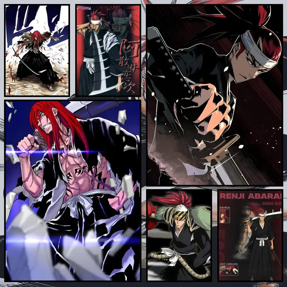 Renji Abarai Anime Poster – Waterproof Self-Adhesive Wall Art Anime Wall Poster Axl