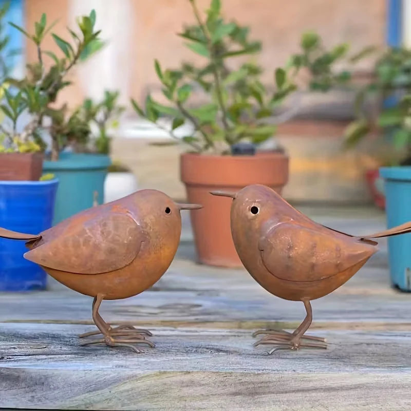 Rustic Metal Bird Statues – Iron Art Garden Sculpture for Yard Garden Bird Sculpture Axl