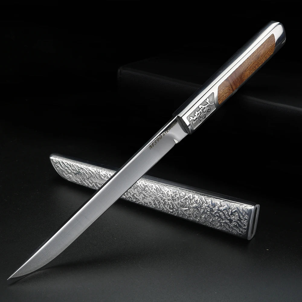 XUAN FENG M390 Steel Chef Knife – 9" Sharp Wood Handle Chef Knife Axl