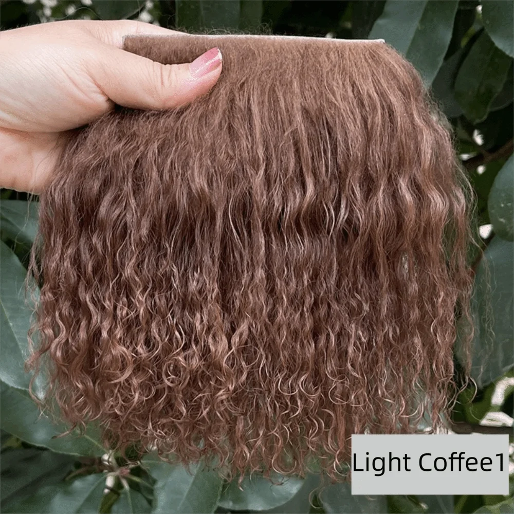 Curly Mohair Hair Wefts for BJD OB11 Blythe & Reborn Dolls Doll Hair Wefts Axl Light coffee