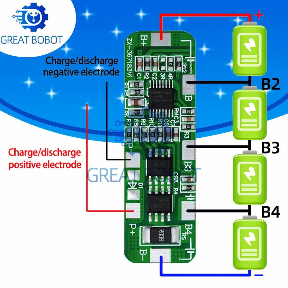4S 18650 Li-ion BMS Protection Board PCB 4A–5A | 1–5 Pack BMS Protection Board Axl 1PC