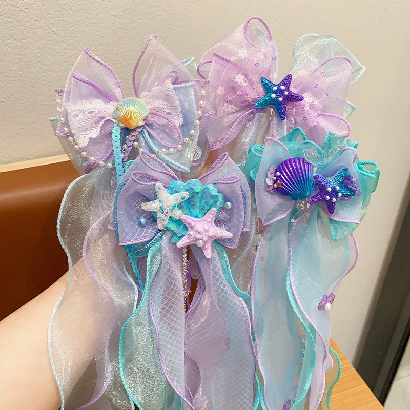 Mermaid Princess Bow Hair Clip – Girls Braided Hair Accessory Hair Clip Accessory Axl