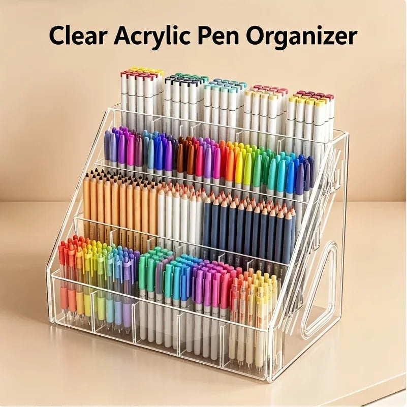 Large Capacity Acrylic Pen Holder & Desk Organizer Desk Pen Organizer Axl