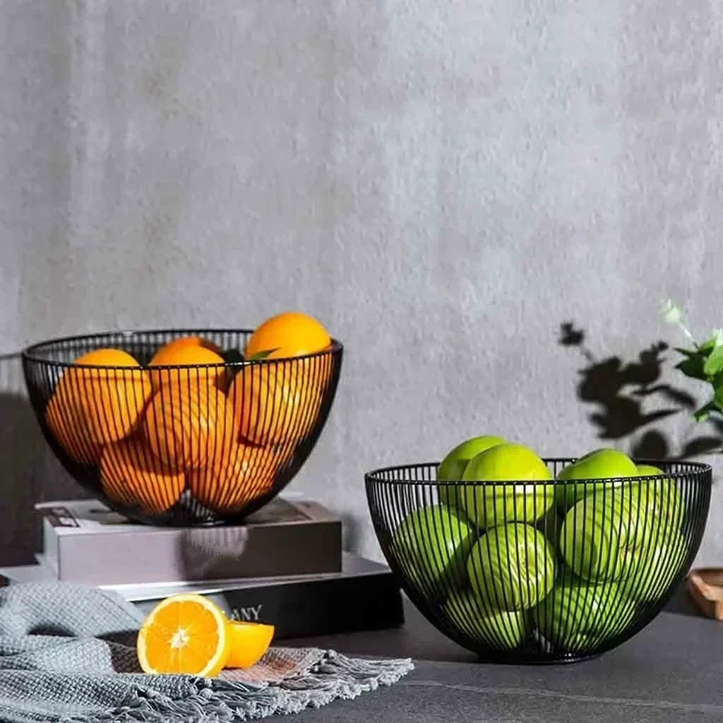 Metal Wire Fruit Basket – Kitchen Bread & Food Storage Tray Wire Storage Basket Axl
