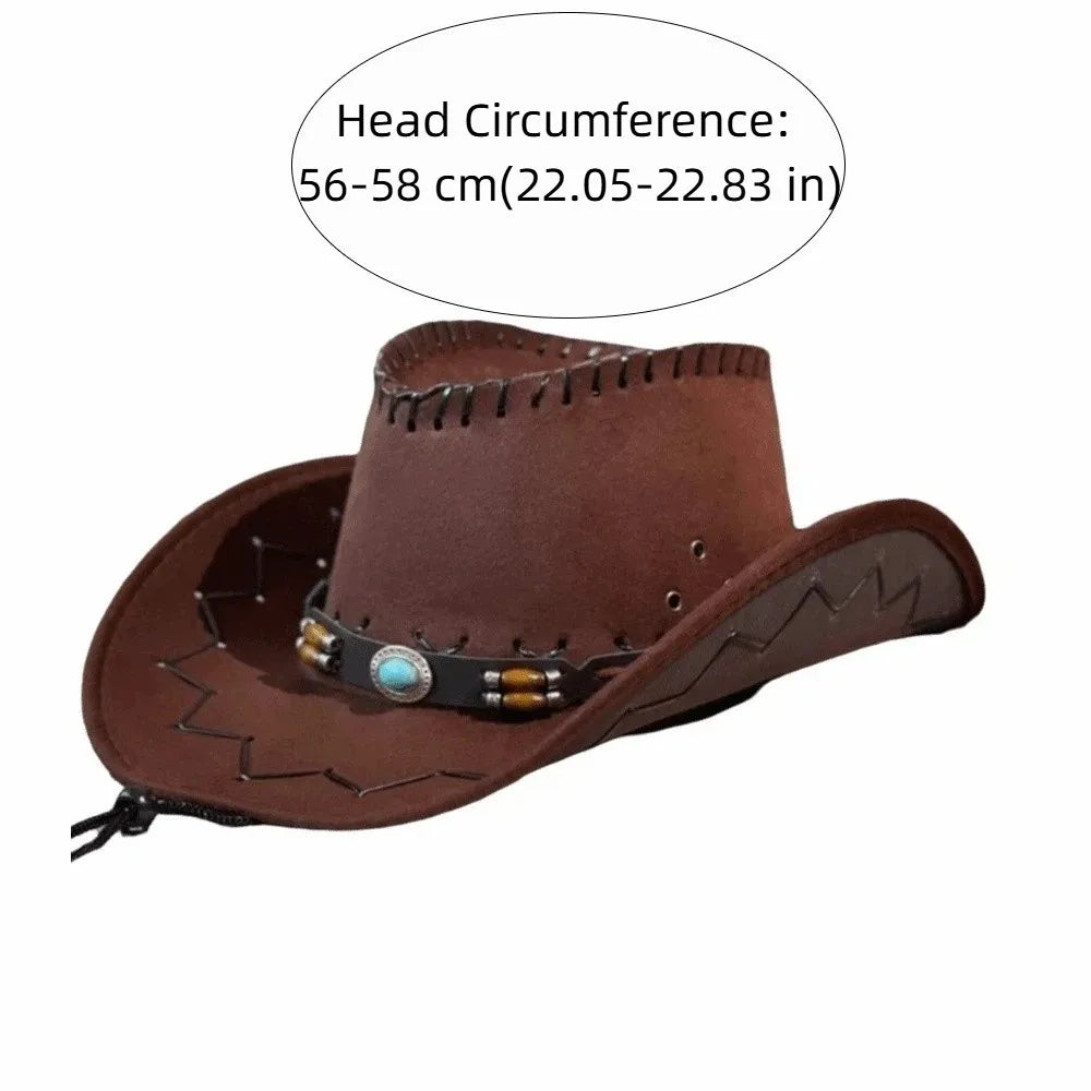 Vintage Wide Brim Western Cowboy Fedora Hat | Sun Protection Western Fedora Hat Axl