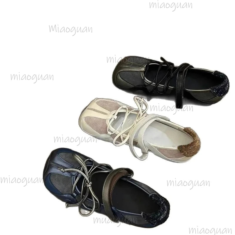 Women's Ballet Flats – Korean Mary Jane Lace-Up Casual Shoes Women's Ballet Flats Axl
