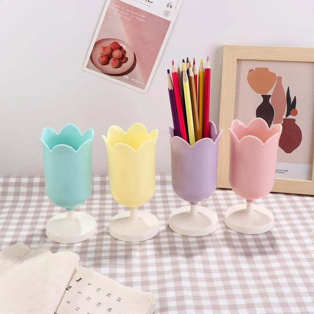 Tulip Pen Holder – Cute Desktop Organizer & Makeup Brush Pot Desktop Pen Holder Axl