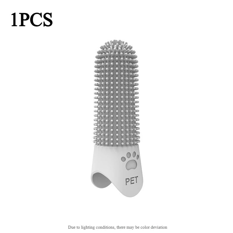 360° Silicone Finger Toothbrush for Dogs & Cats – All Breeds Pet Finger Toothbrush Axl Grey-1pcs
