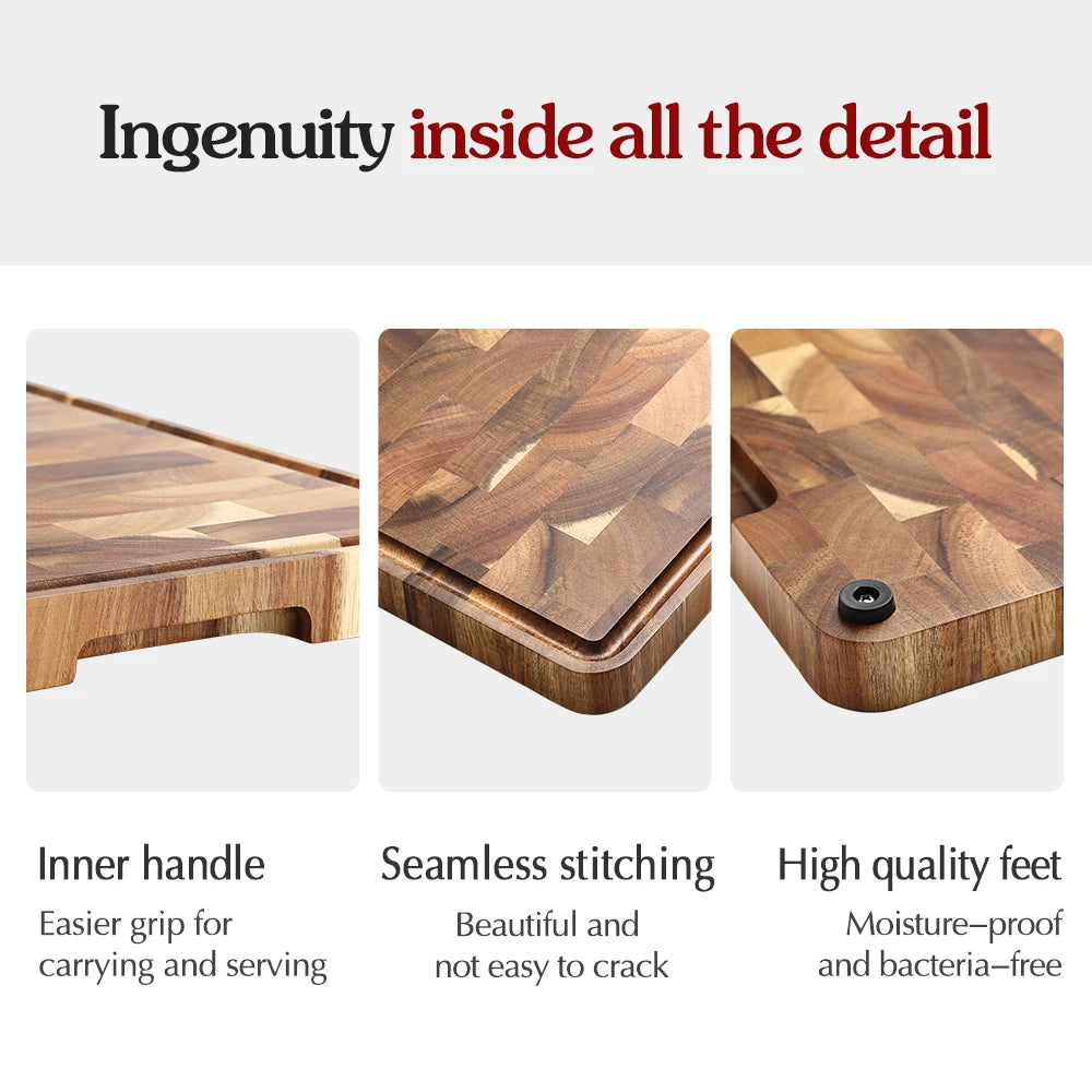 XINZUO Acacia Wood End Grain Cutting Board | Non-Slip Wood Cutting Board Axl