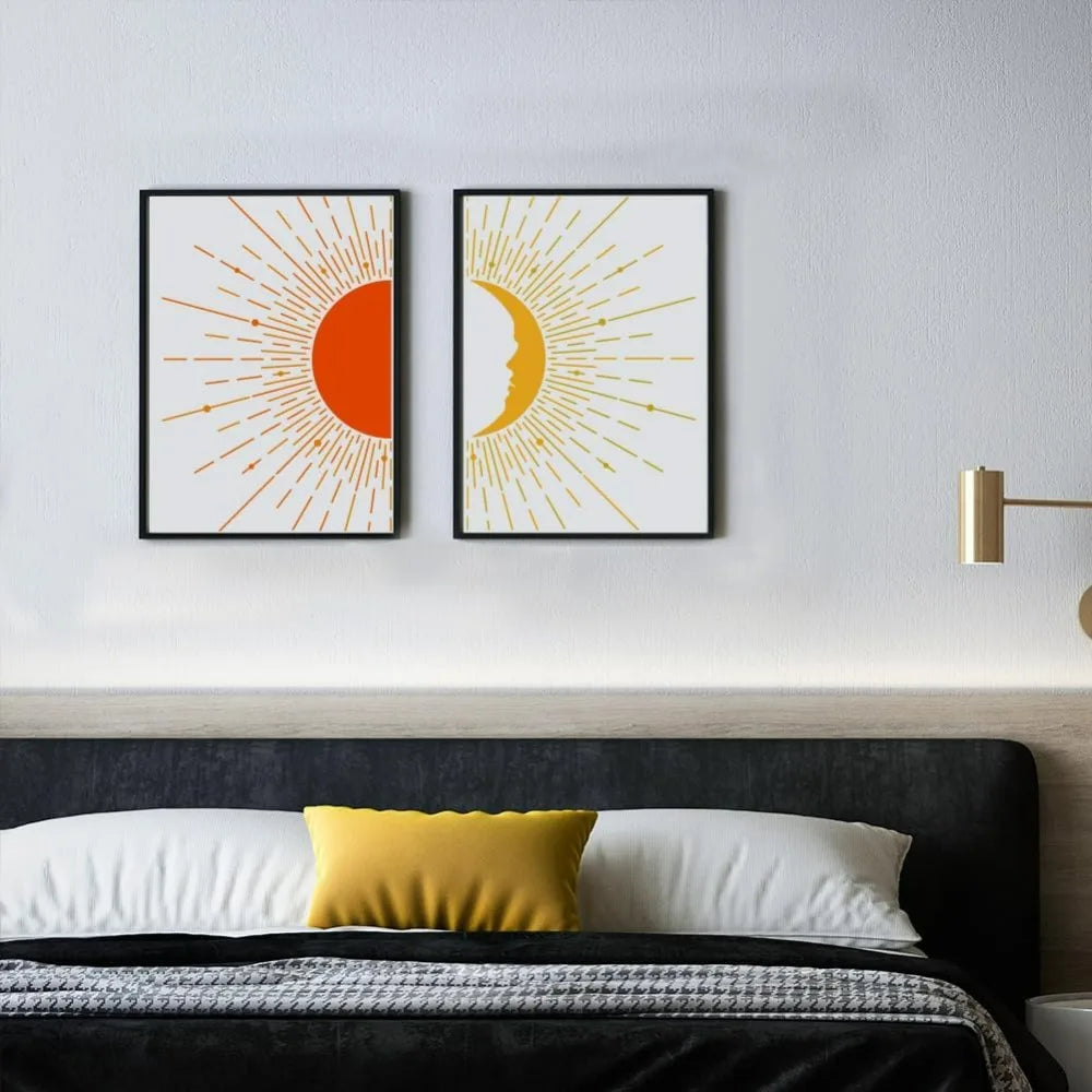 2-Pack Boho Sun & Moon Reusable Stencils 8.3x11.7" DIY Art Craft Stencil Set Axl