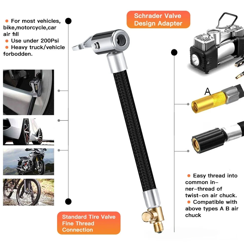 M6 Locking Air Chuck & Hose – Tire Inflation Adapter Tire Inflation Chuck Axl