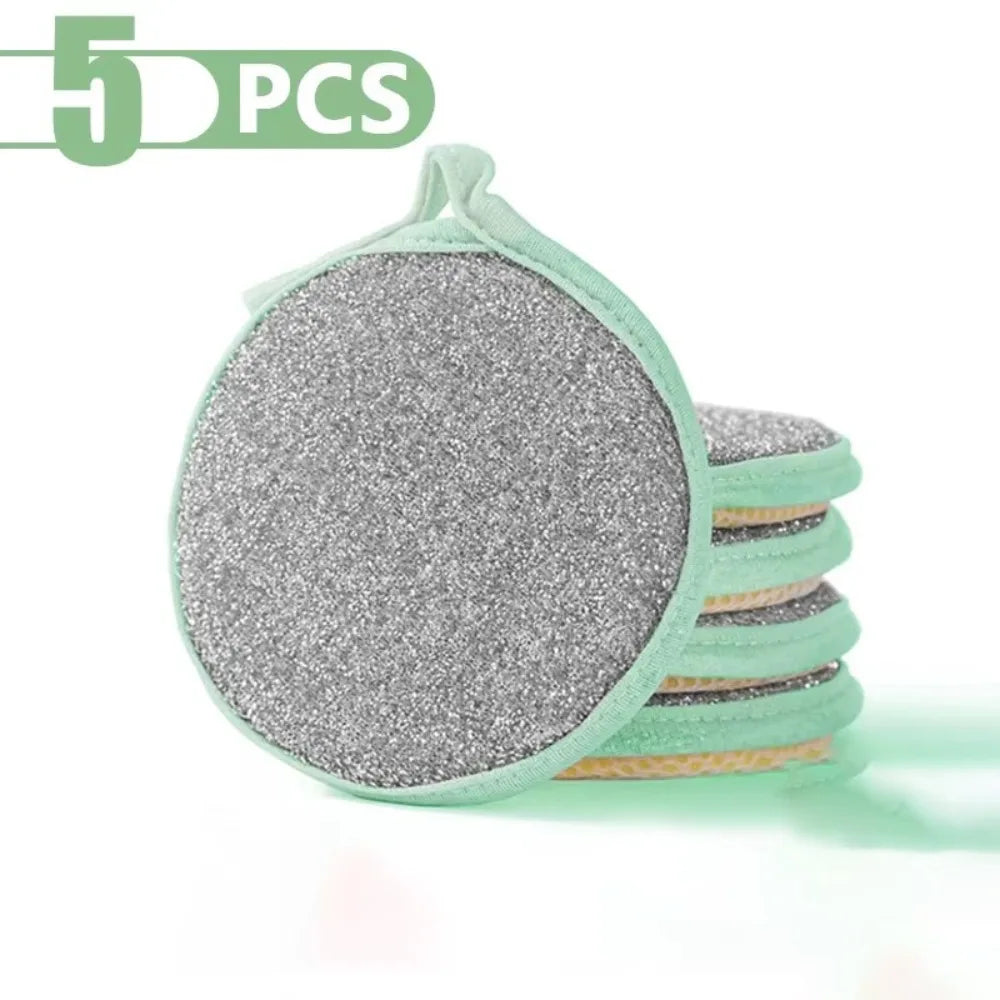Double-Sided Dishwashing Sponge Scouring Pads | 3/5/10 Pack Kitchen Sponge Pad Axl green 5pcs
