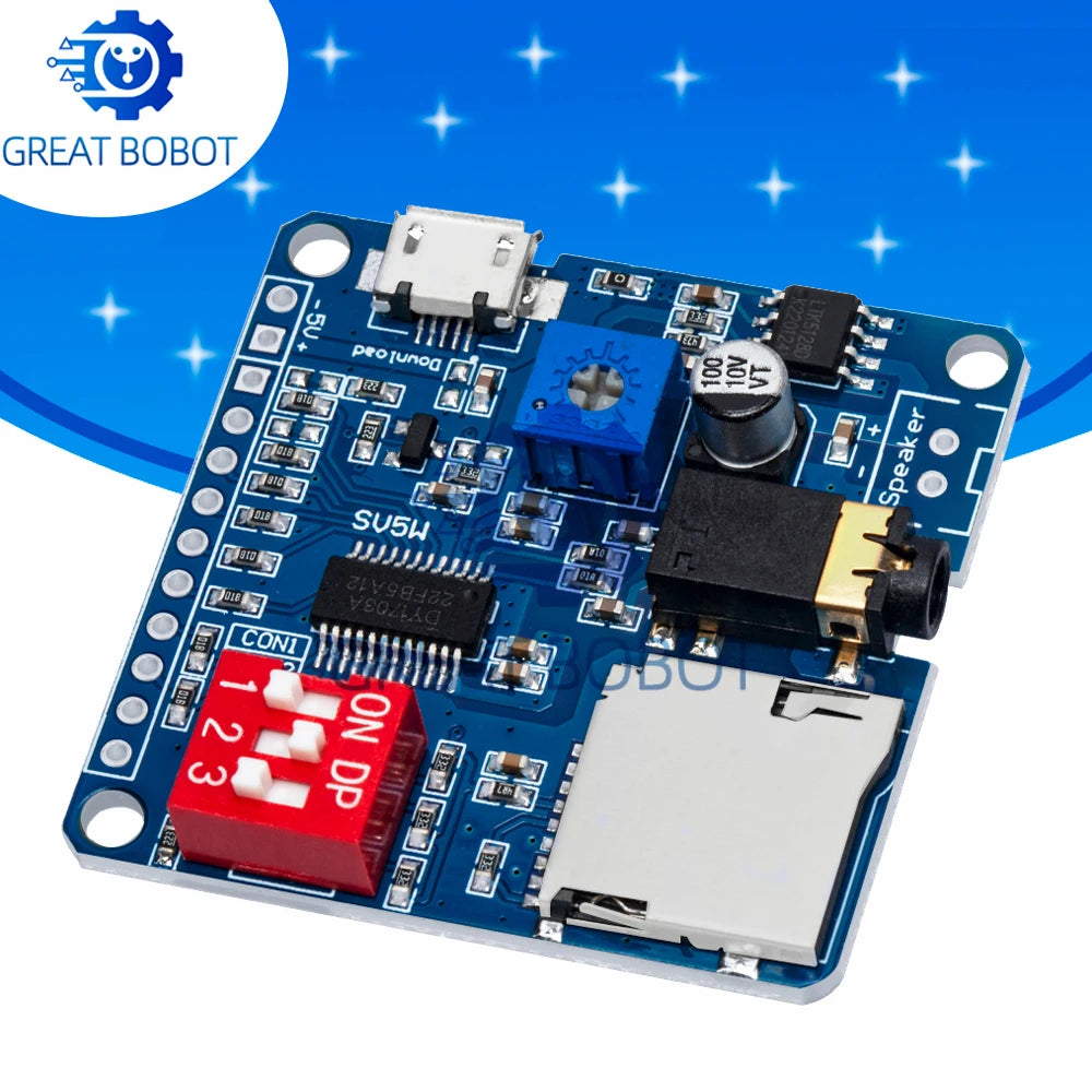 DY-SV5W 5W MP3 Voice Playback Module – UART I/O SD Arduino Audio Playback Module Axl Default Title