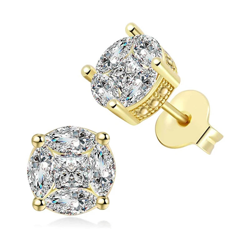 Huitan Cubic Zirconia Stud Earrings – Unisex Fashion Jewelry Stud Earrings Axl