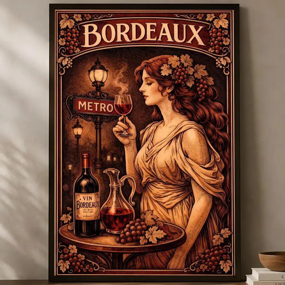 Bordeaux Wine Wall Poster – Self-Stick Waterproof HD Art Decor Wall Art Poster Axl White12 50X70cmNoframe