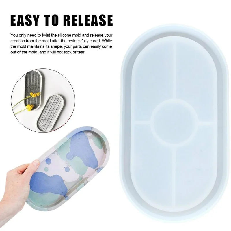 Silicone Epoxy Resin Mold – Oval Coaster & Ashtray DIY Craft Silicone Casting Mold Axl