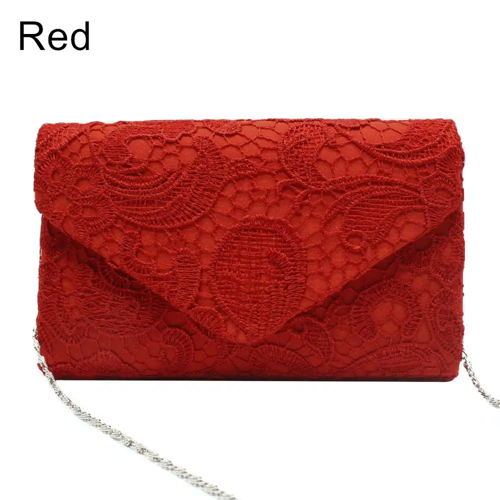 Women's Lace Clutch Bag – Evening Party & Wedding Purse Lace Clutch Bag Axl red