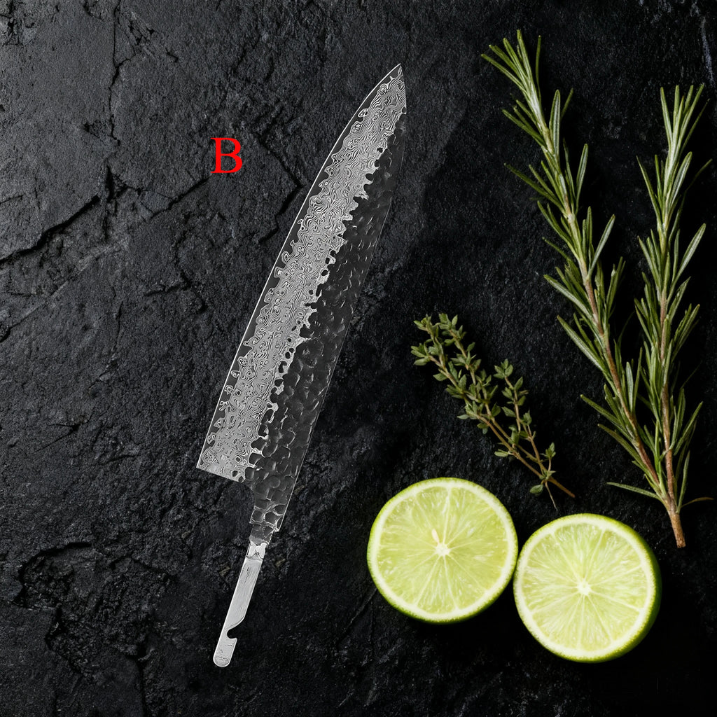 67-Layer Damascus Steel Knife Blank Blade – DIY Knife Making Damascus Knife Blank Axl Knife Blade-B