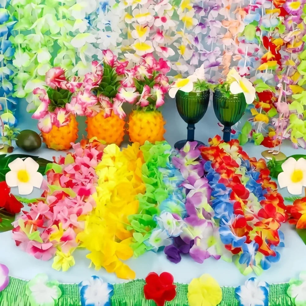 10-Pack Hawaiian Lei Flower Garlands – Luau Party Necklaces Party Lei Garland Axl
