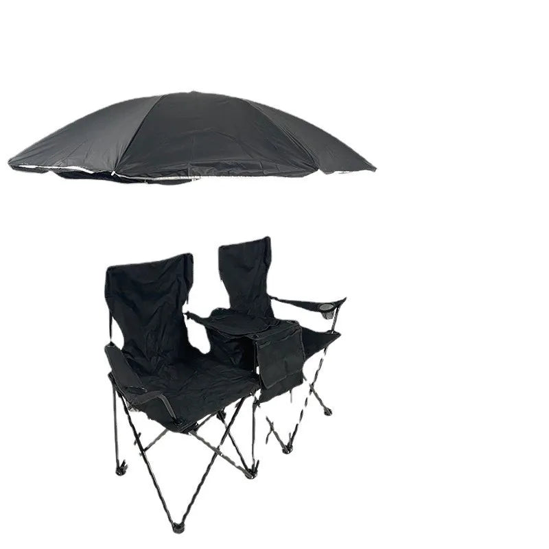 Folding Double Beach Chair with Umbrella – Portable Lounge Outdoor Lounge Chair Axl