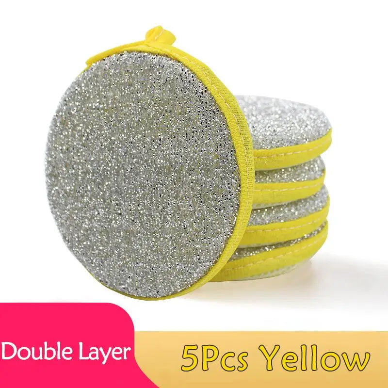 Double-Sided Dishwashing Sponge Pads 5 or 10 Pack Dishwashing Sponge Set Axl 5Pcs Yellow