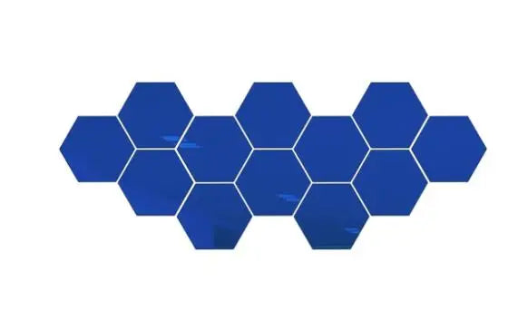 12-Pc 3D Hexagon Acrylic Mirror Wall Stickers | Gold & Silver Mirror Wall Stickers Axl Blue 10 x 9cm