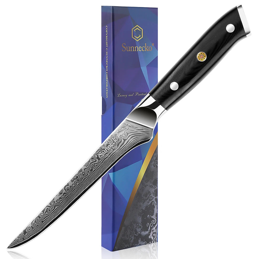 Sunnecko 6" Damascus Boning Knife – 73-Layer VG10 Steel Boning Fillet Knife Axl China Mainland 6 inch