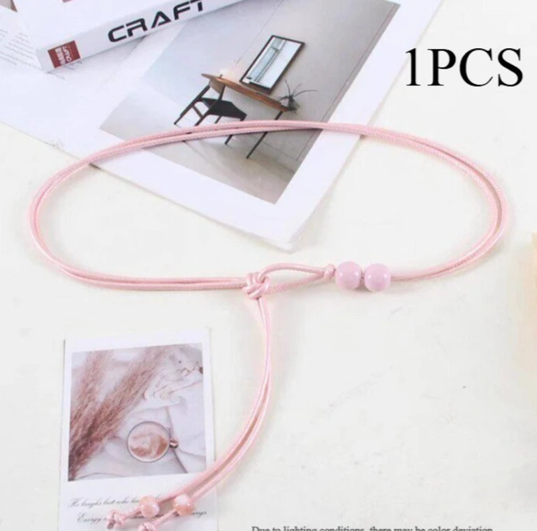 Women's Slim Adjustable Faux Leather Belt with Bead Accents Women's Fashion Belt Axl 04-1PCS