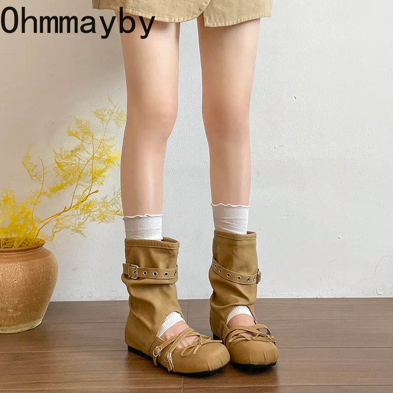 Women's Vintage Hollow Wedge Sandal Boots – Slip-On Western Wedge Sandal Boots Axl