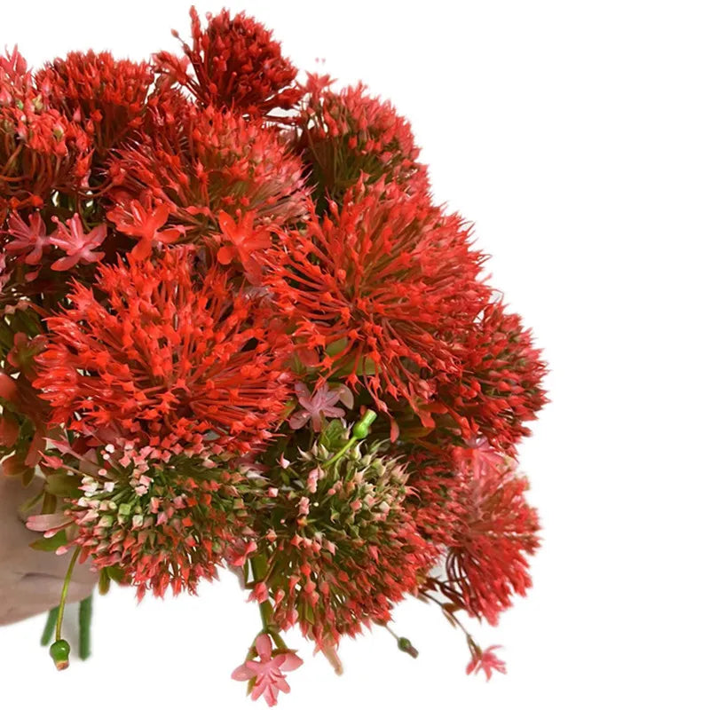 Faux Red Leucospermum Flower Bunch – 5 Heads Artificial Stem Artificial Flower Stem Axl