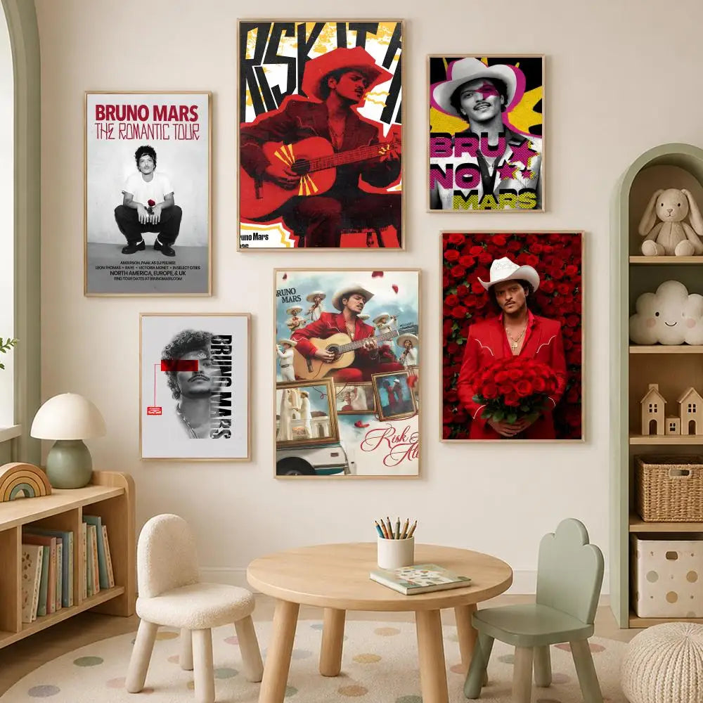 Bruno Mars HD Self-Stick Wall Art Poster – Waterproof Decor Wall Art Poster Axl
