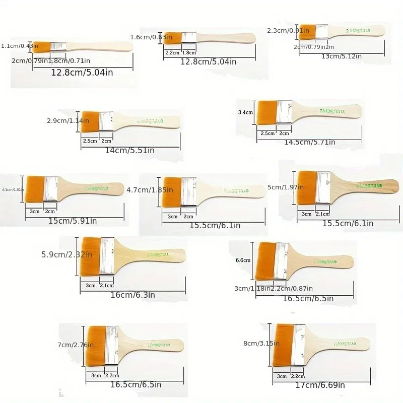 12-Piece Nylon Paint Brush Set – Oil, Acrylic & Kids Art Paint Brush Set Axl