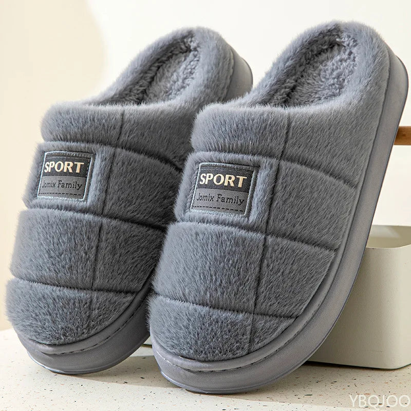 YBQJOO Winter Indoor Slippers – Warm Plush Non-Slip Home Shoes Indoor Slippers Axl GRAY 40-41