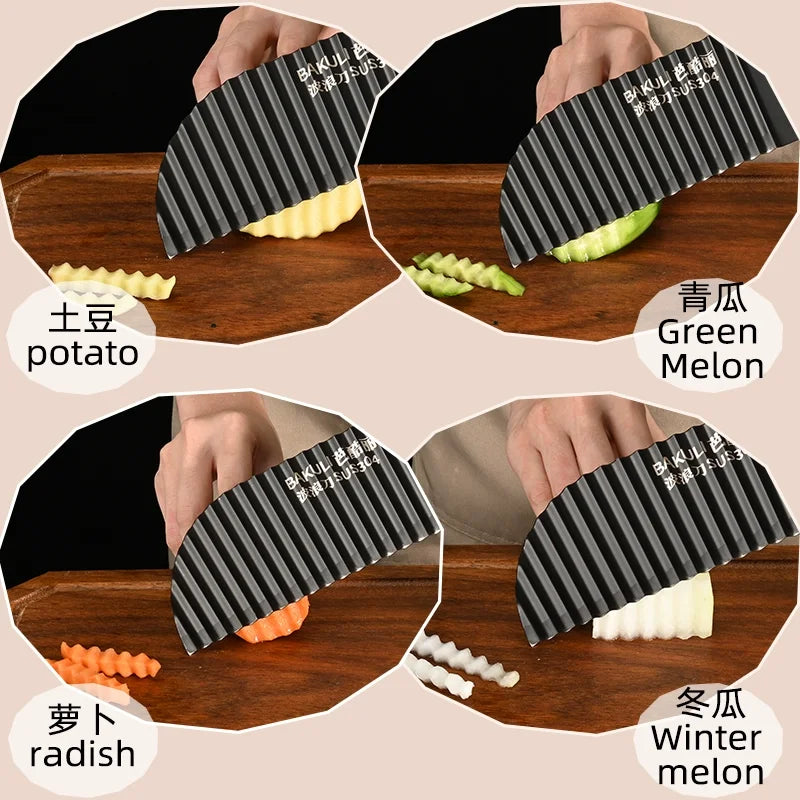 Stainless Steel Wavy Potato Slicer & Vegetable Curly Cutter Vegetable Cutter Knife Axl