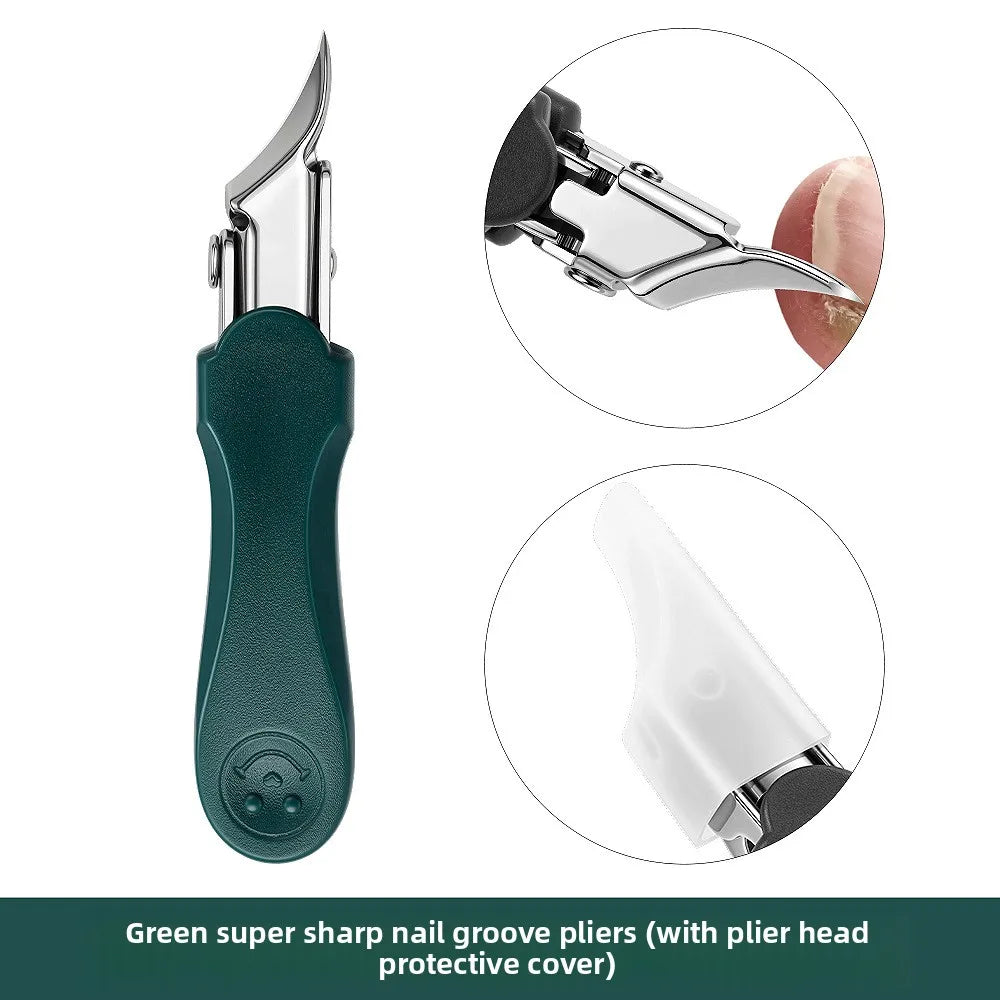 Wide Opening Slant Tip Nail Nipper – Stainless Steel Toenail Cutter Nail Nipper Axl JGSmiling face green