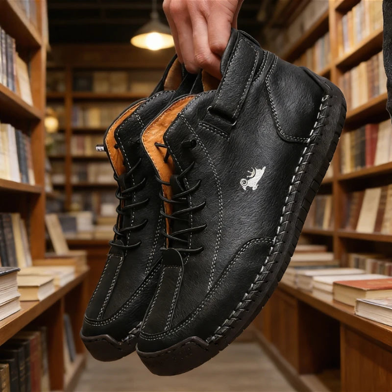 ZULIWAGN Men's Vintage Leather Lace-Up Casual Shoes | Non-Slip Men's Casual Shoes Axl