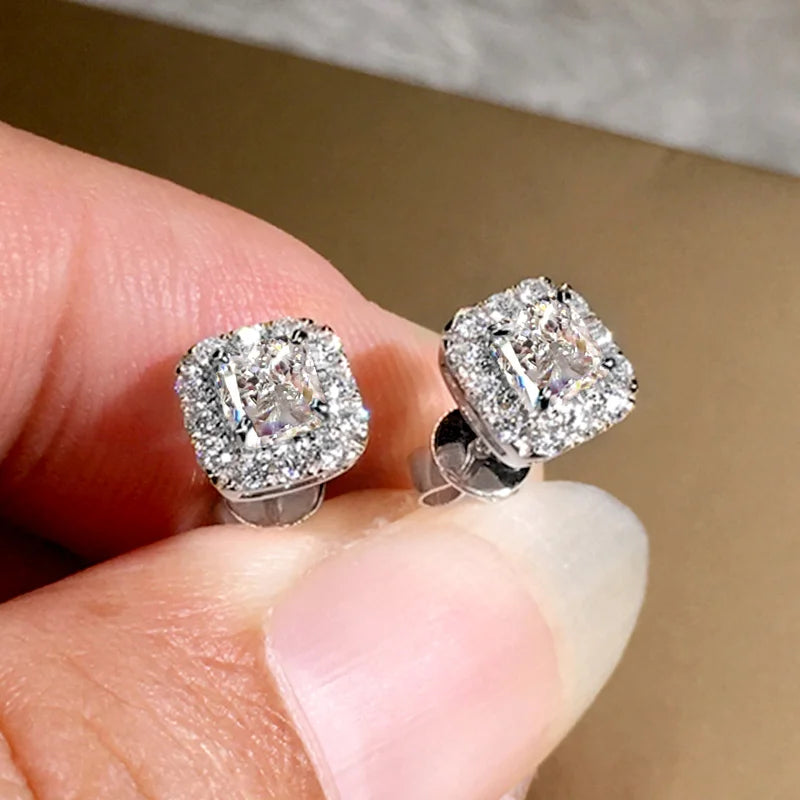 Huitan Cubic Zirconia Stud Earrings – Geometric Fashion Jewelry Stud Earrings Axl