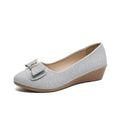Women's Sequin Bow Wedge Pumps – Elegant Slip-On Dress Shoes Wedge Dress Pumps Axl Silver 40