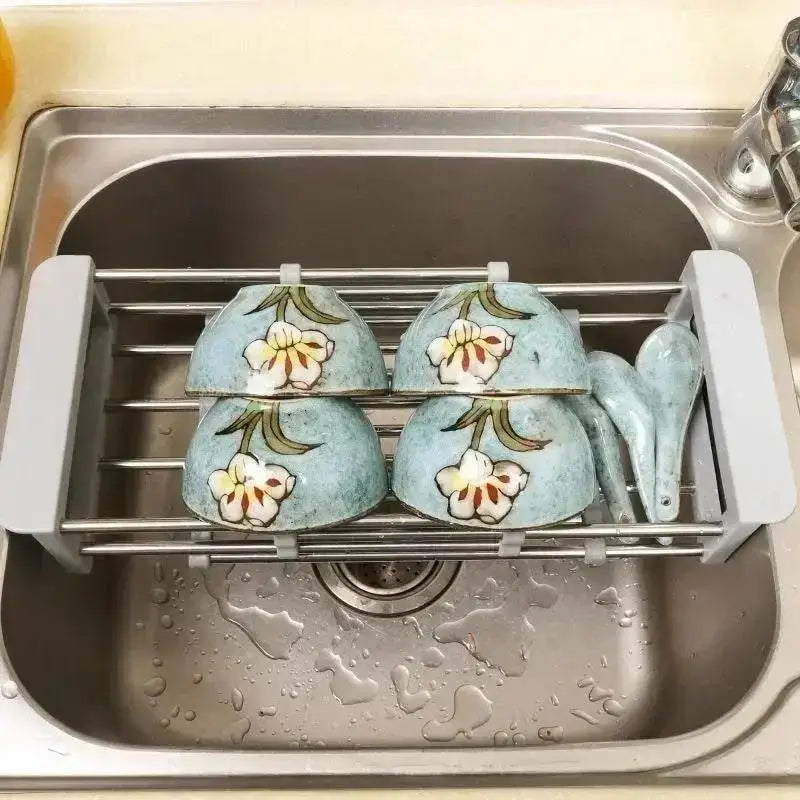 Adjustable Stainless Steel Sink Dish Drying Rack & Drain Basket Sink Dish Drying Rack Axl